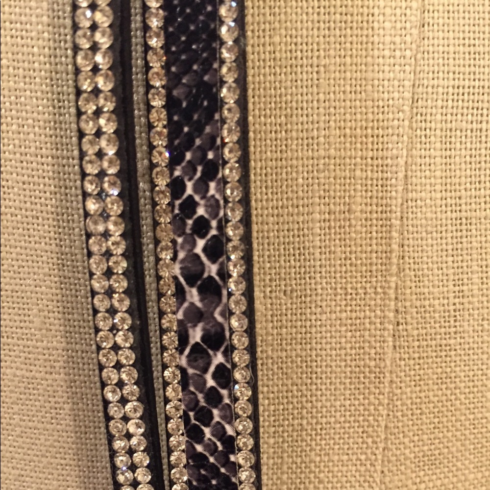 Double wrap snakeskin / rhinestone bracelet